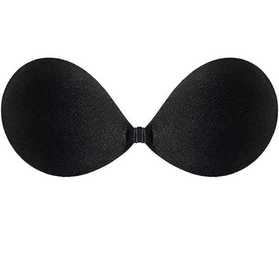 Black Solid Silicon Non-Wired Lightly Padded Bandeau Bra