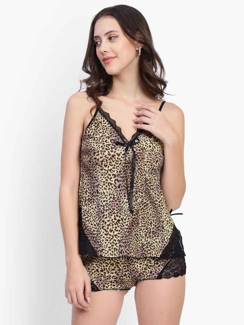 Tiger Print Net Night Wear Sets For Women