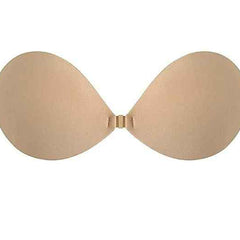 Beige Solid Silicon Non-Wired Lightly Padded Bandeau Bra