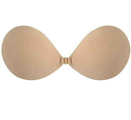 Beige Solid Silicon Non-Wired Lightly Padded Bandeau Bra