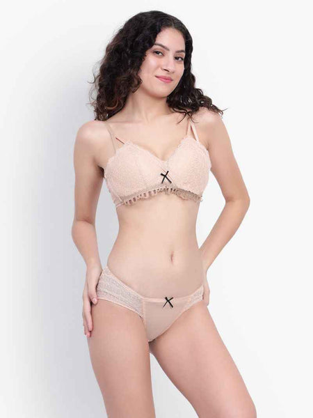 Self Design Lightly Padded Multiway Bra & Briefs