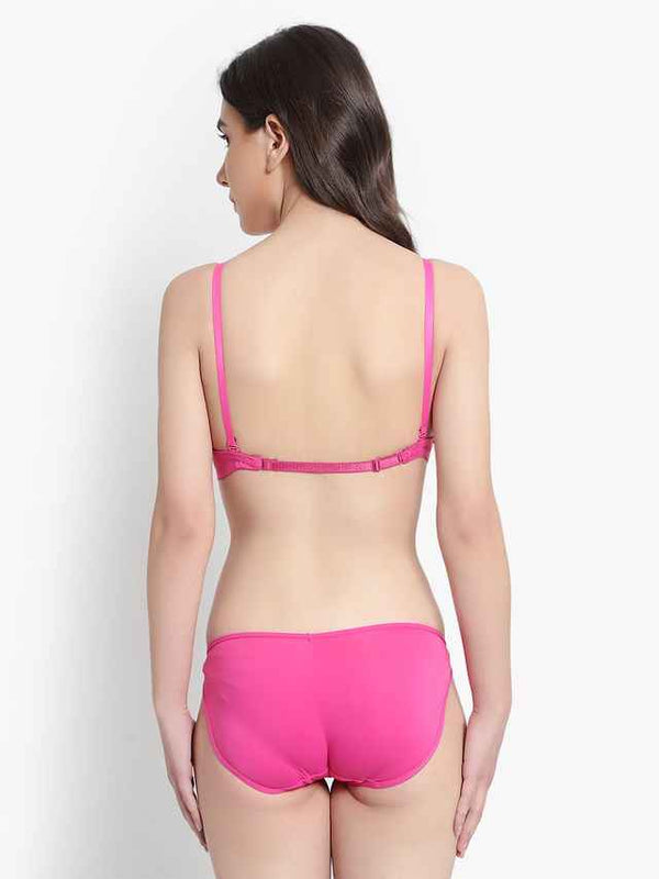 Women Pink Solid Perfect Front Closure Lingerie Set