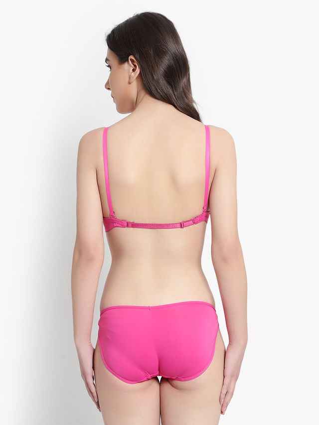 Women Pink Solid Perfect Front Closure Lingerie Set