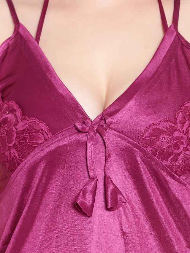 Satin Baby Doll With Lingerie Set