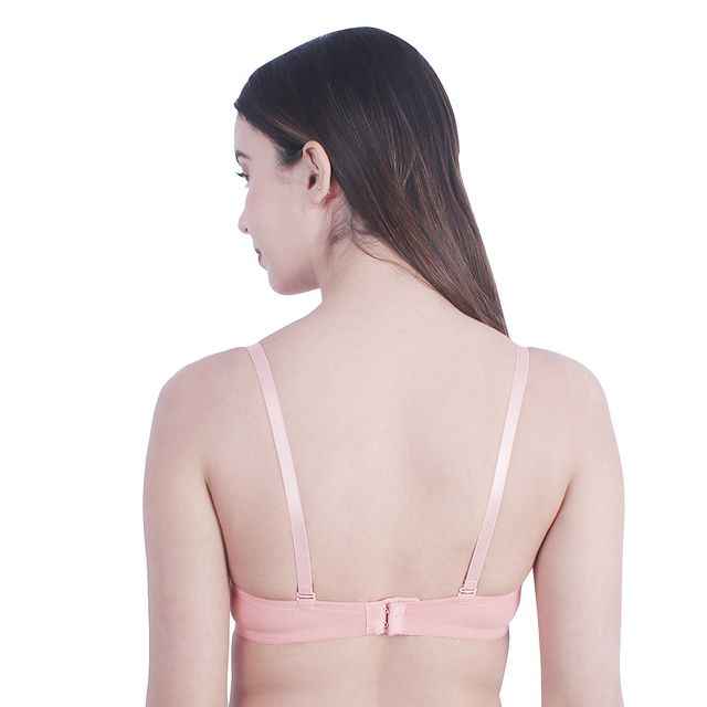 Women Peach & White Floral Underwired Lightly Padded Pushup T-Shirt Bra