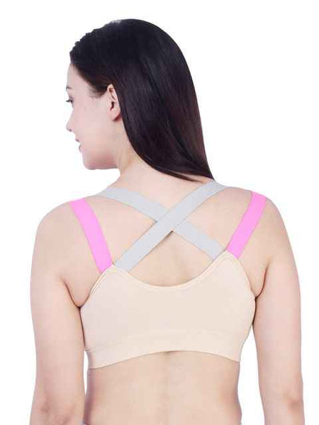 Beige Solid Non-Wired Lightly Padded Sports Bra