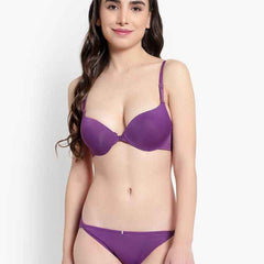 Women Purple Solid Perfect Front Closure Lingerie