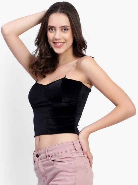 Cotton Velvet Tube Crop Top