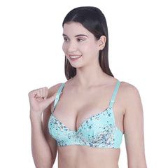 Women sky blue  Underwired Lightly Padded Pushup T-Shirt Bra
