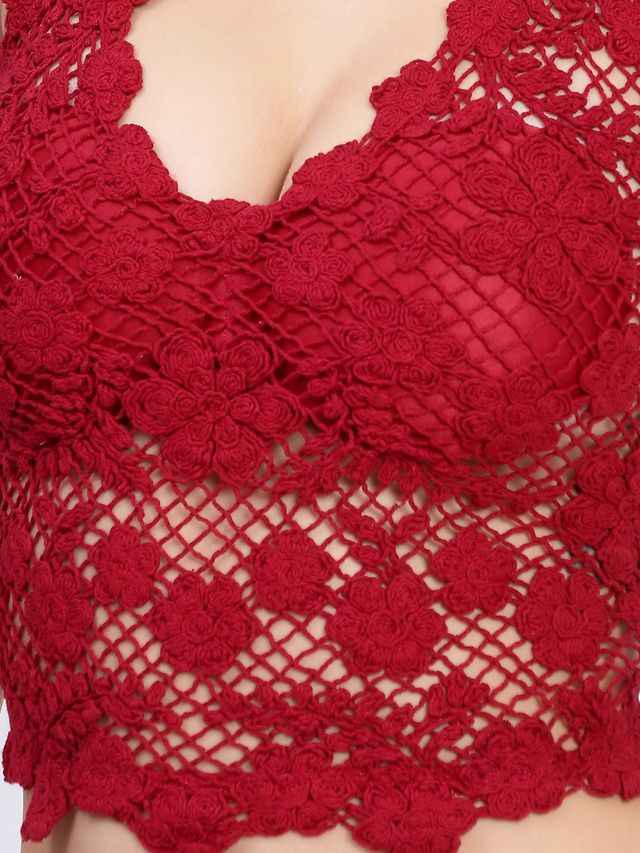 Floral Lace Medium Coverage Lightly Padded Bralette Bra With All Day Comfort