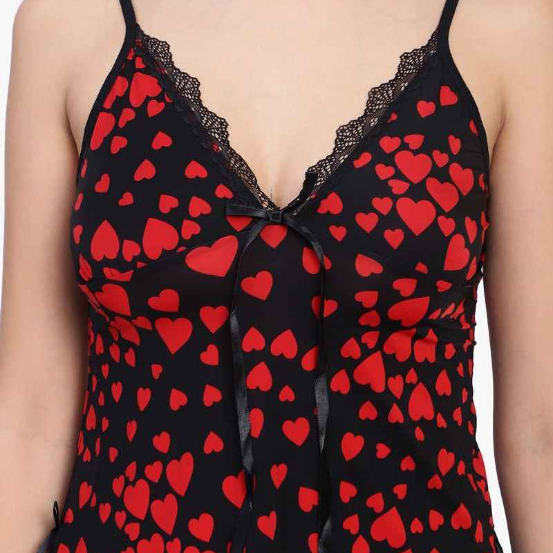 Heart print Net Night Wear Sets