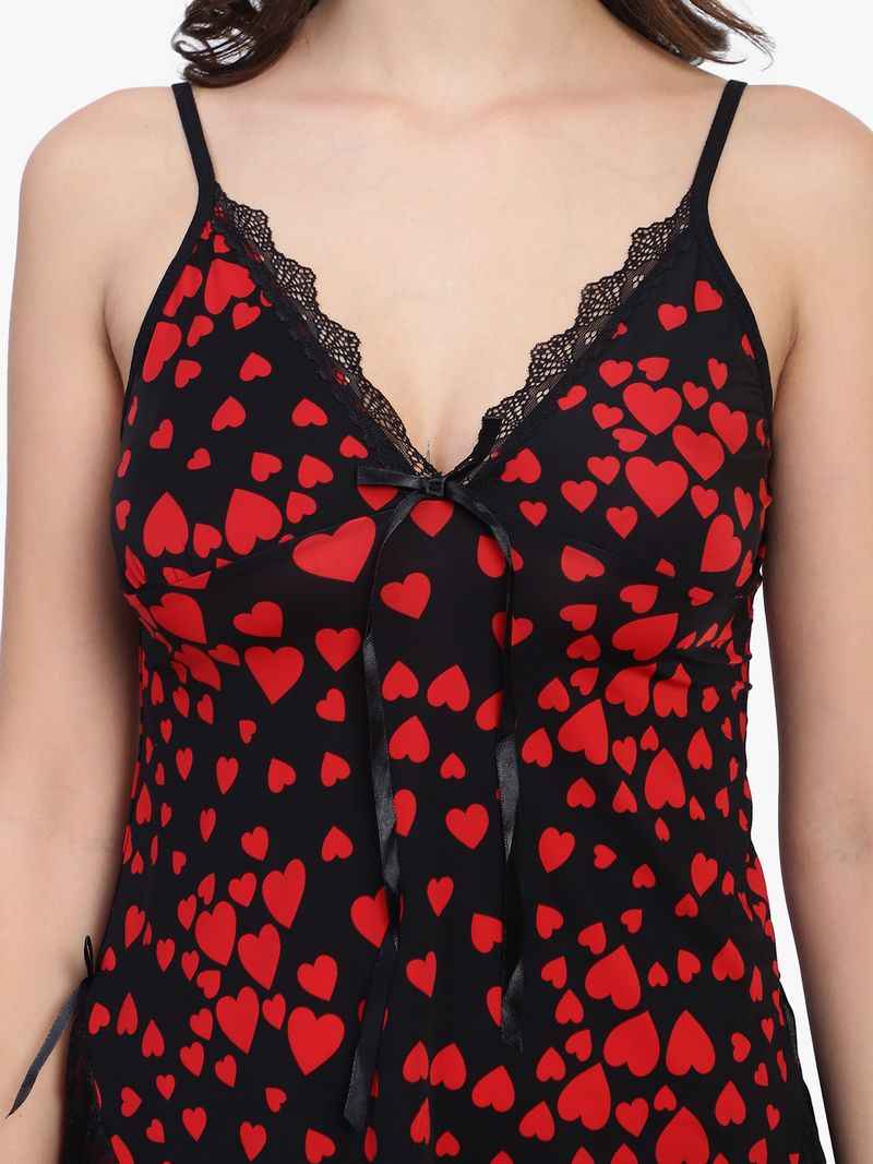 Heart print Net Night Wear Sets