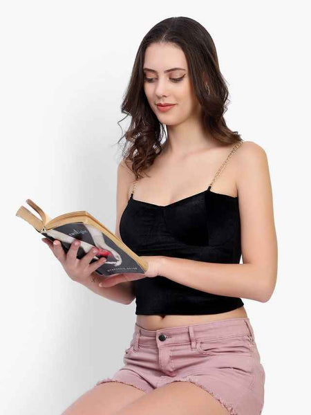 Cotton Velvet Tube Crop Top