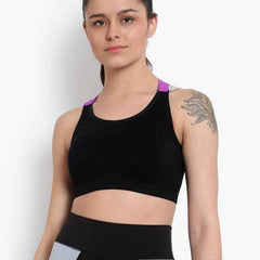 Black Solid Non-Wired Lightly Padded Sports Bra