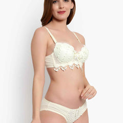 Lace-Designed Heavily-Padded Lingerie Set
