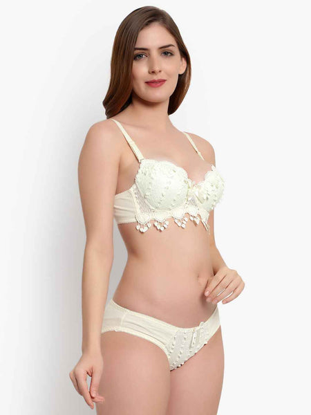 Lace-Designed Heavily-Padded Lingerie Set