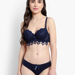 Lace-Designed Heavily-Padded Lingerie Set