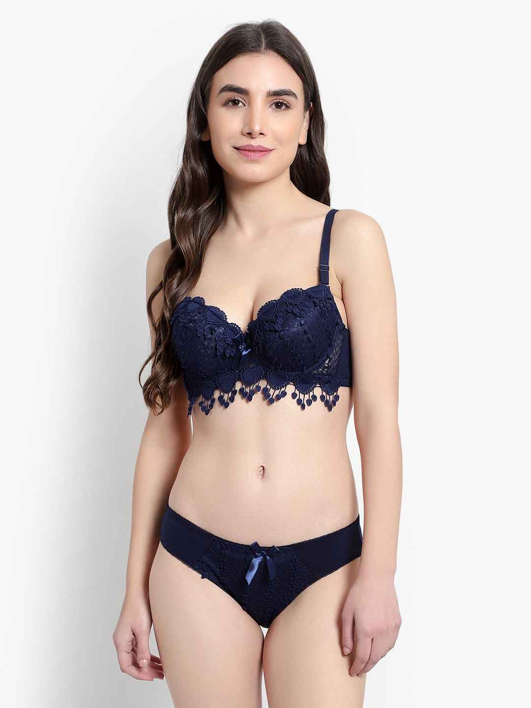 Lace-Designed Heavily-Padded Lingerie Set
