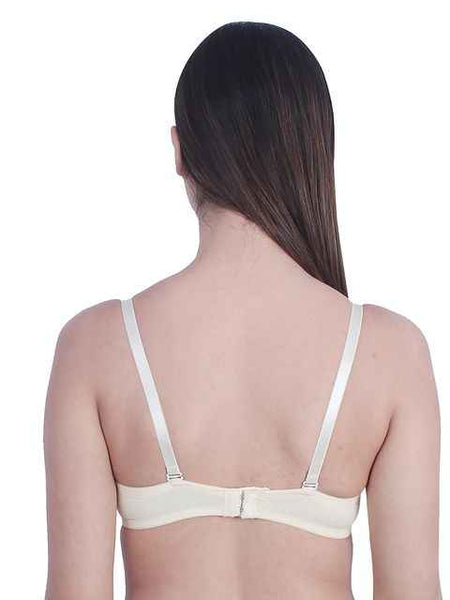 Women Beige & White Floral Underwired Lightly Padded Pushup T-Shirt Bra