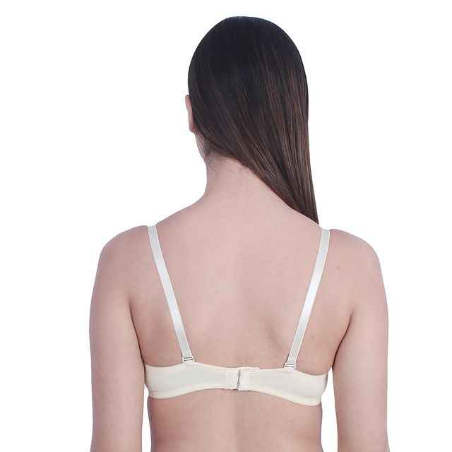 Women Beige & White Floral Underwired Lightly Padded Pushup T-Shirt Bra