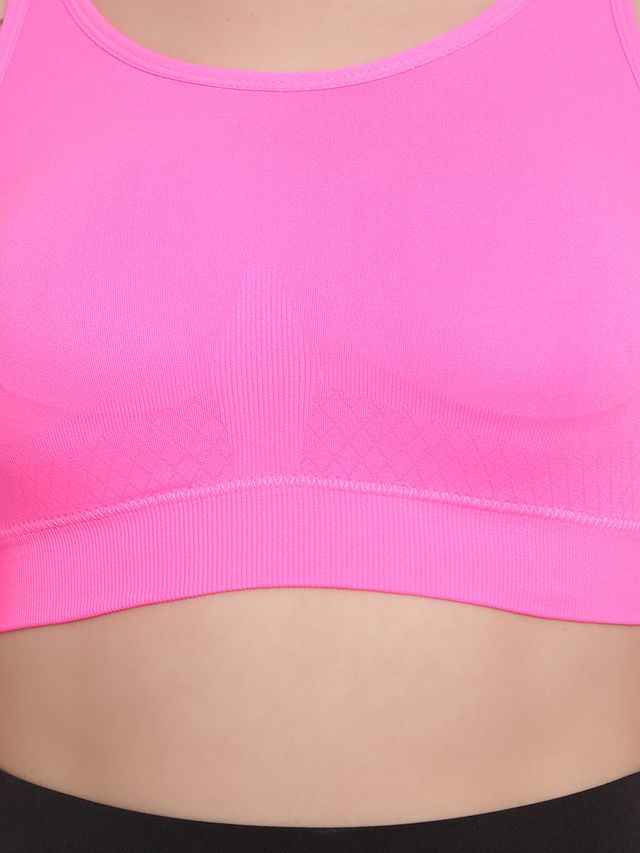 Pink Solid Non-Wired Lightly Padded Sports Bra