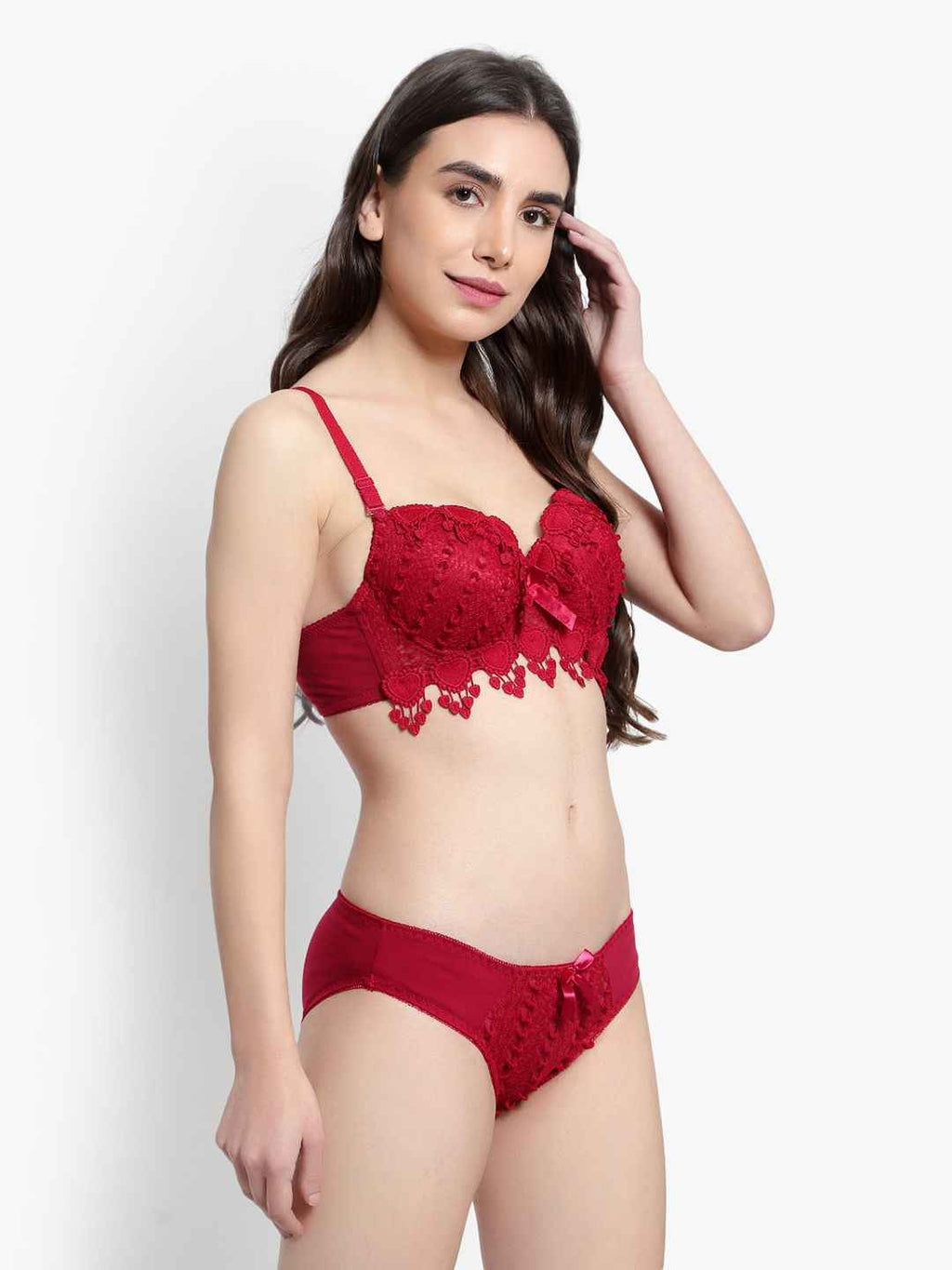 Lace-Designed Heavily-Padded Lingerie Set