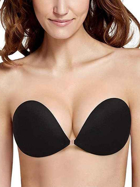 Black Solid Silicon Non-Wired Lightly Padded Bandeau Bra