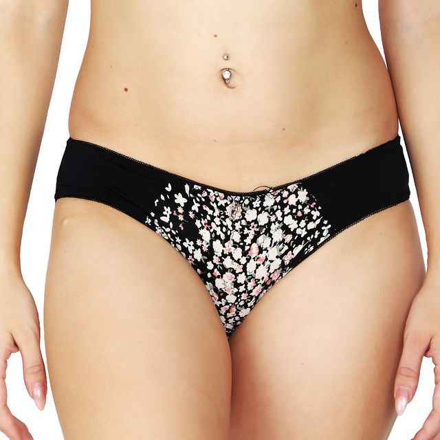 Women Black Printed Lingerie Set