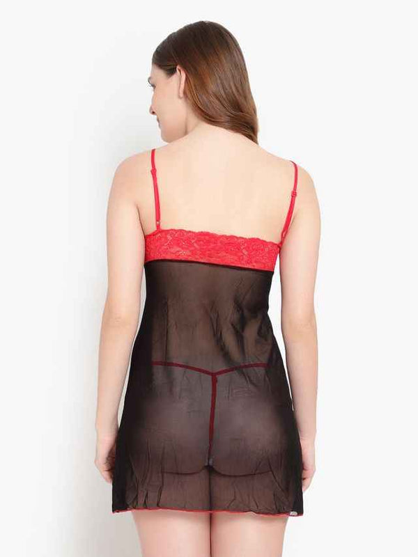 Black & Red Net Baby Doll
