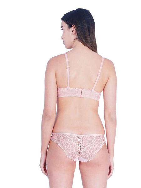 Self-Design Lightly-Padded Low-Rise Lace Lingerie Set