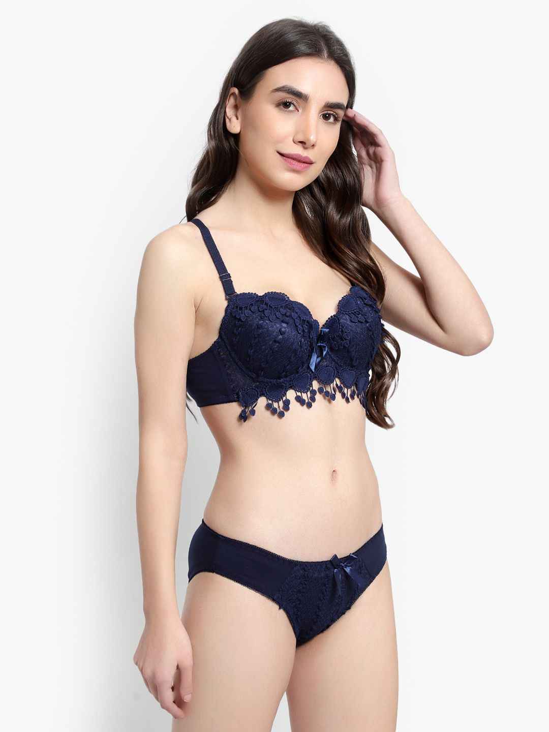 Lace-Designed Heavily-Padded Lingerie Set