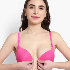 Women Pink Solid Perfect Front Closure Lingerie Set