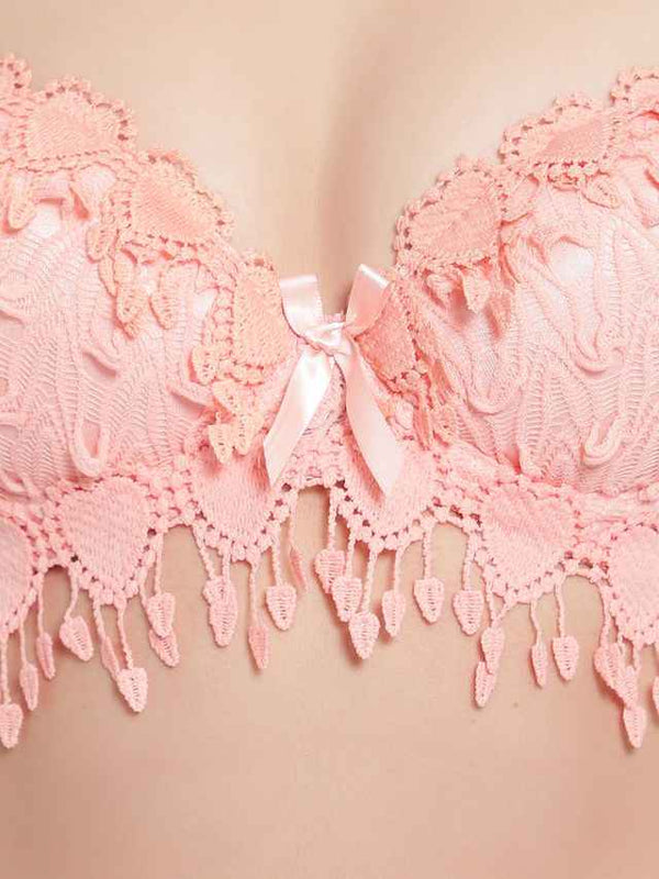 Lace-Designed Heavily-Padded Lingerie Set