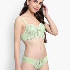 Lace-Designed Heavily-Padded Lingerie Set