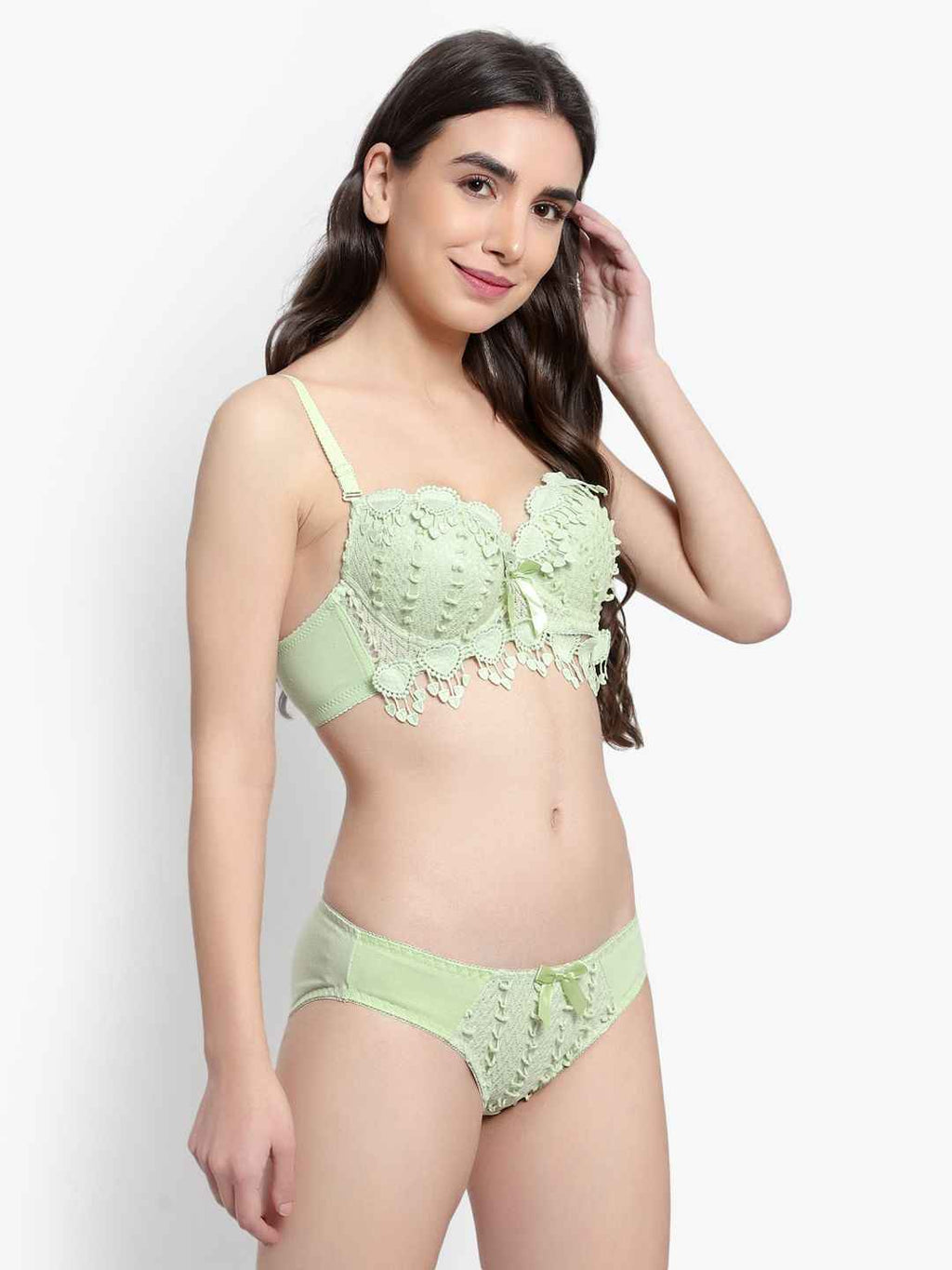 Lace-Designed Heavily-Padded Lingerie Set