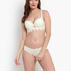Lace-Designed Heavily-Padded Lingerie Set