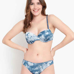 Printed Heavily Padded Lingerie Set