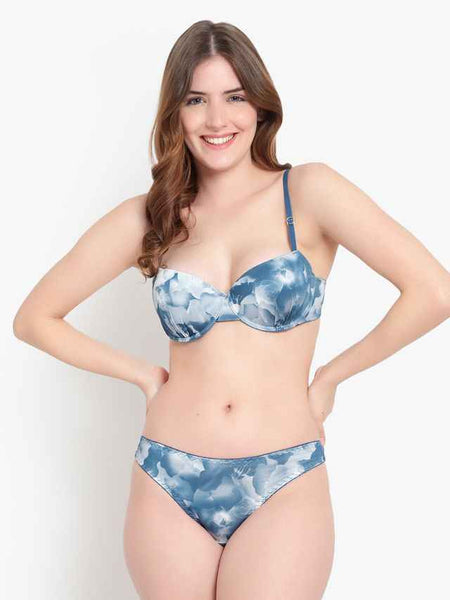 Printed Heavily Padded Lingerie Set