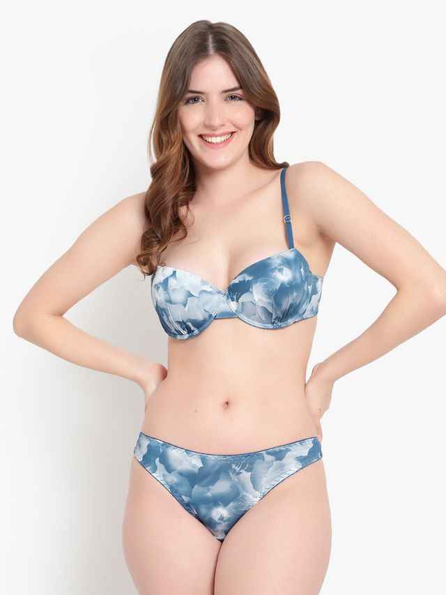 Printed Heavily Padded Lingerie Set