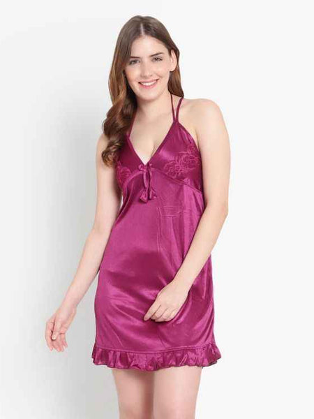 Satin Baby Doll With Lingerie Set