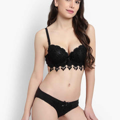 Lace-Designed Heavily-Padded Lingerie Set