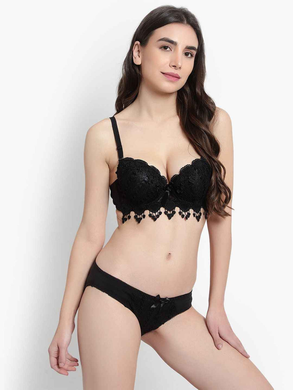 Lace-Designed Heavily-Padded Lingerie Set