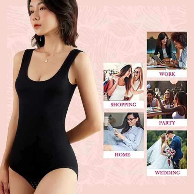 Women Black Cotton Lycra Full Body Tummy Tucker Shaper Shapewear
