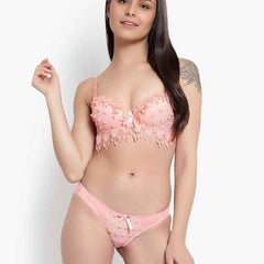 Lace-Designed Heavily-Padded Lingerie Set