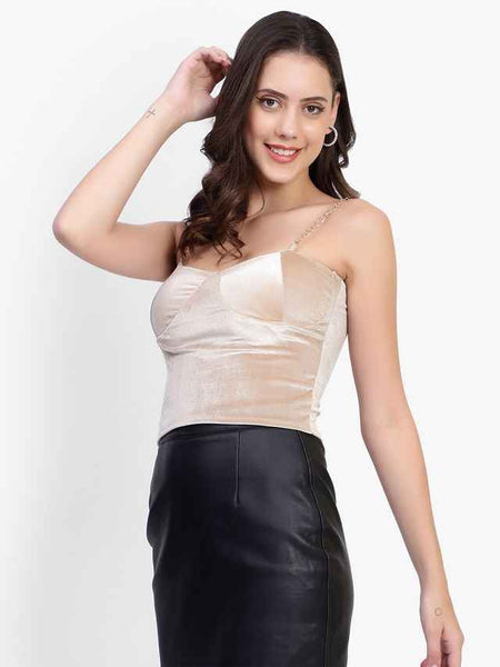 Solid Shoulder Straps Crop Top