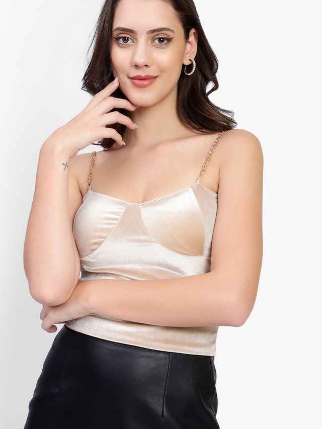 Solid Shoulder Straps Crop Top