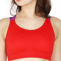 Red Solid Non-Wired Lightly Padded Sports Bra