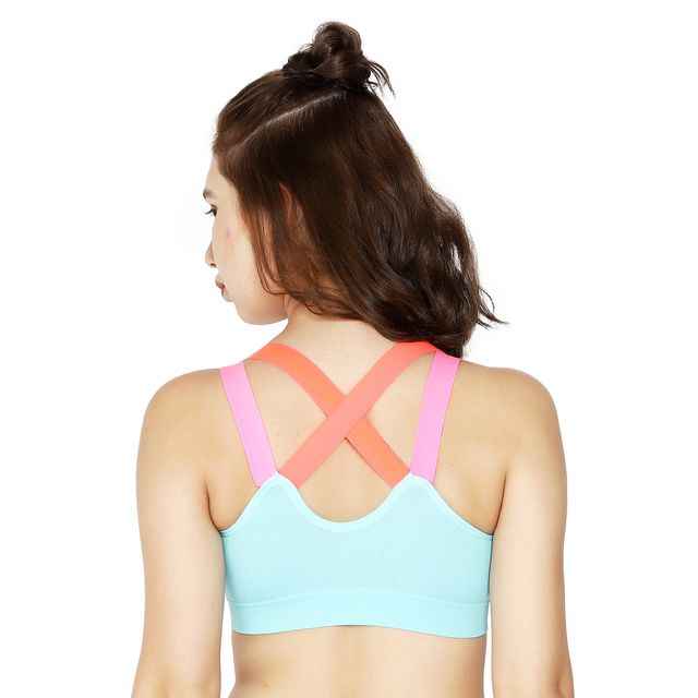 Sky Blue Solid Non-Wired Lightly Padded Sports Bra