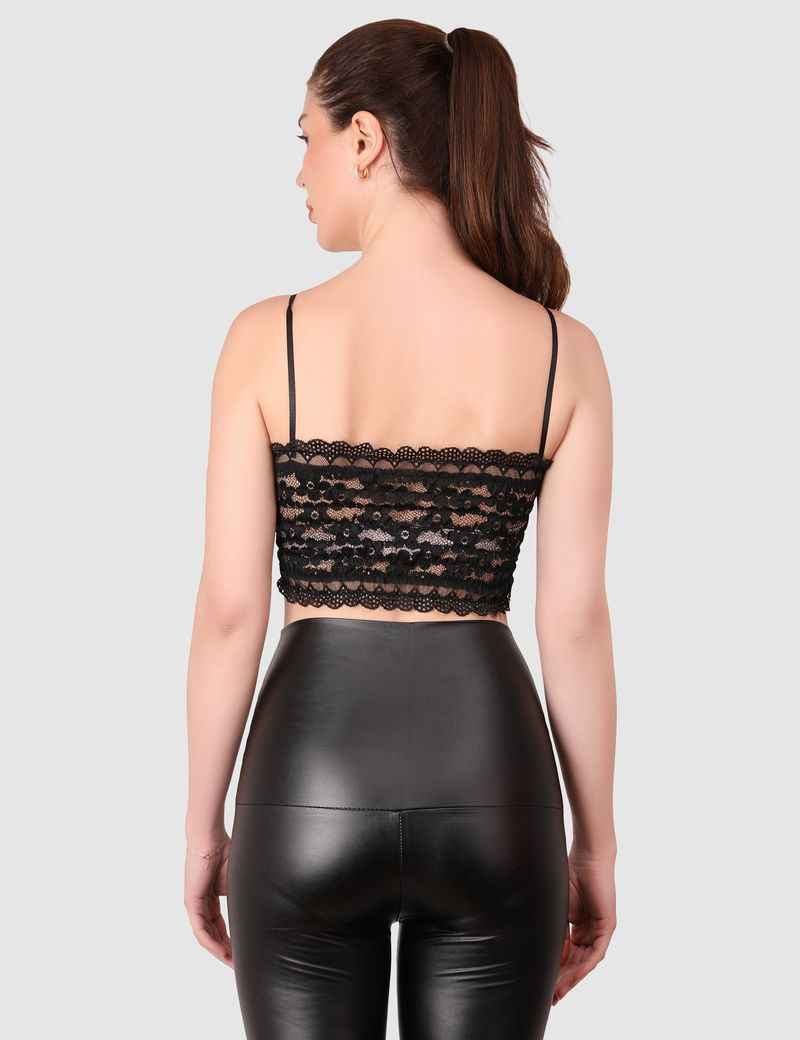 Women  PU Leather Crop Top Solid Bandeau Tube Tops