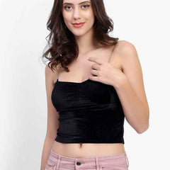 Cotton Velvet Tube Crop Top